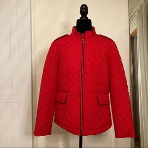Talbots, Large Women's red quilted jacket.  Winter must have.